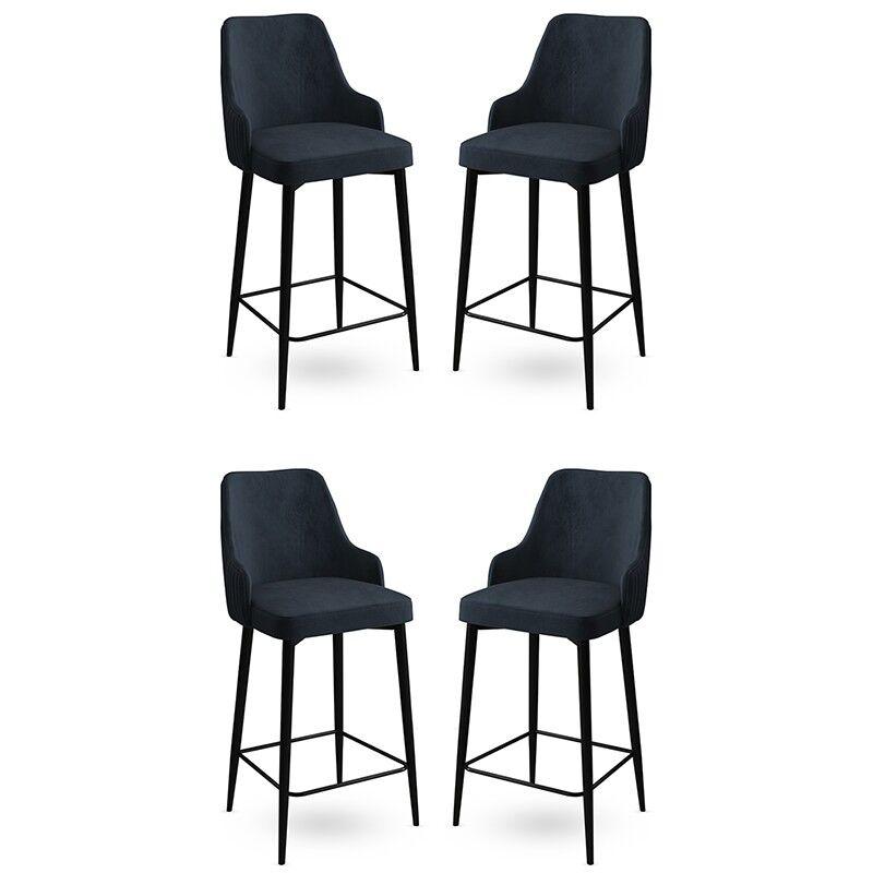 Комплет барски столчиња Hanah Home Enox, 4 парчиња, антрацит-црна