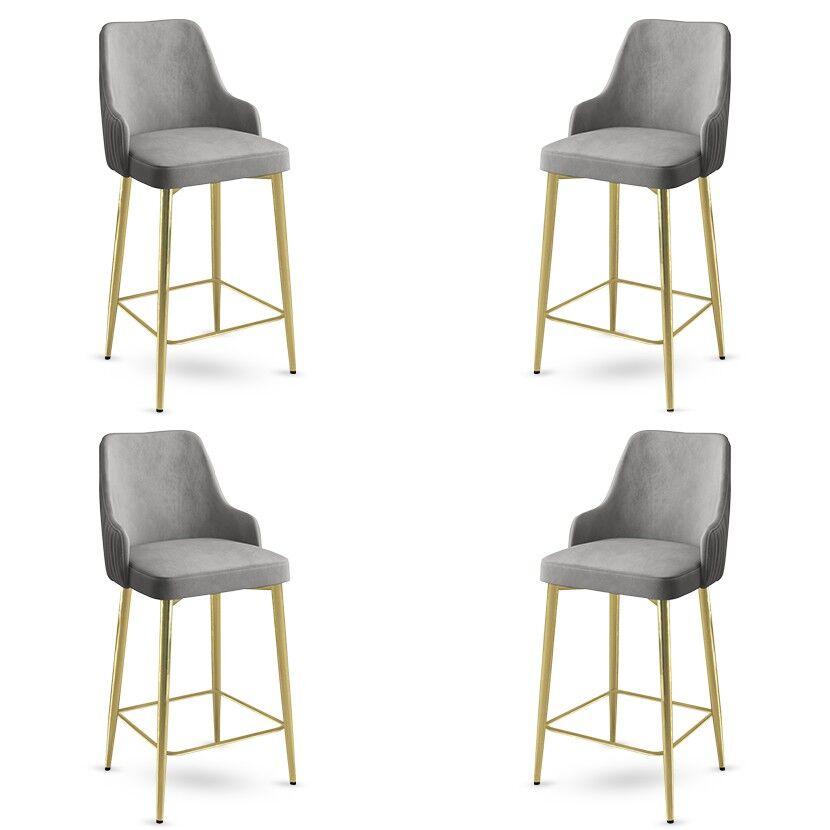 Комплет барски столчиња Hanah Home Enox, 4 парчиња, сиво-златни