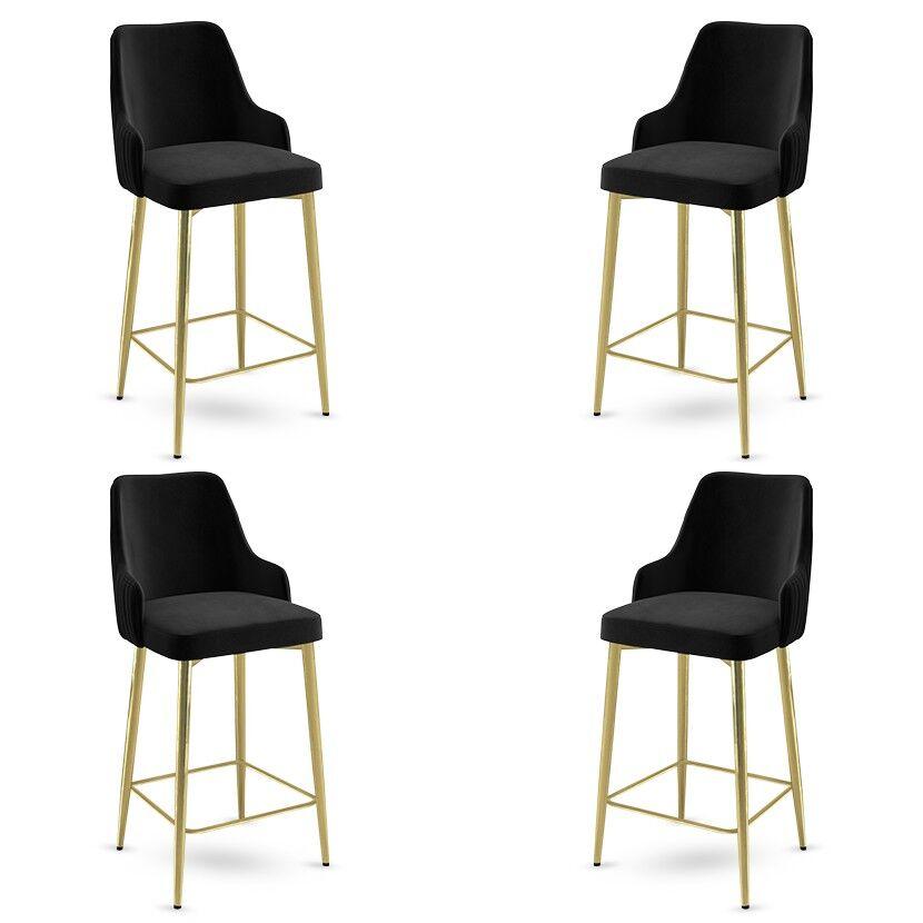 Комплет барски столчиња Hanah Home Enox, 4 парчиња, антрацит-златна