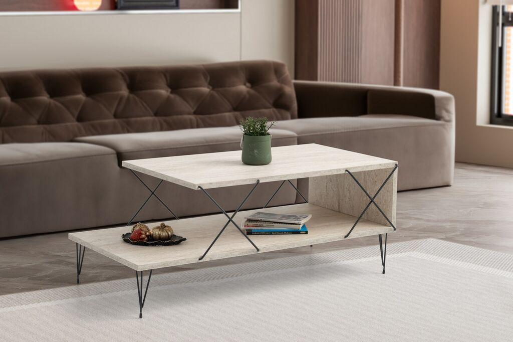 Маса Hanah Home Club Loire, 100x40x50 см, крем-црна