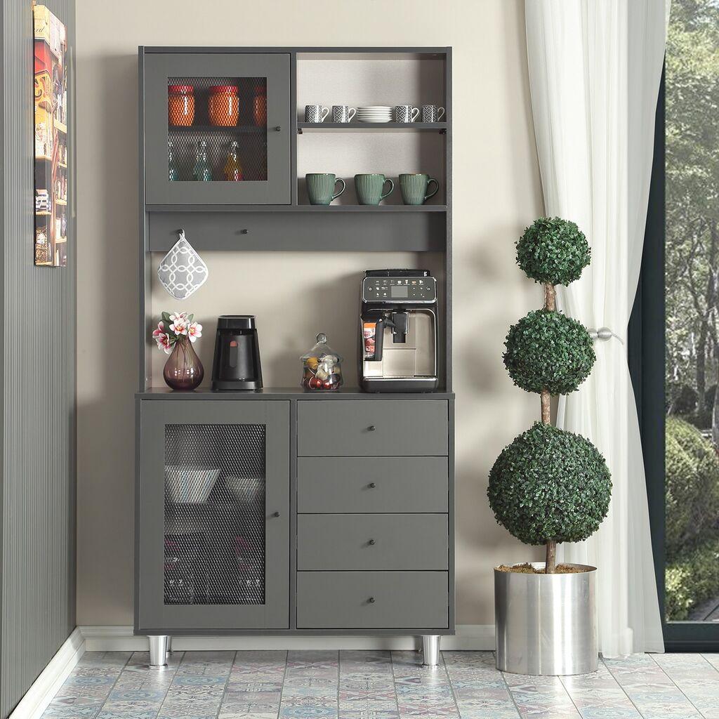 Комода Hanah Home за повеќекратна употреба Grano 96, 96 x 187 x 40 см, Антрацит