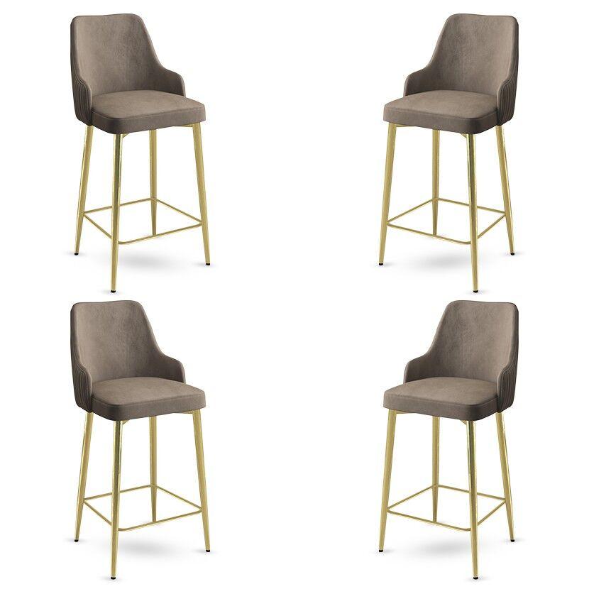 Комплет барски столчиња Hanah Home Enox, 4 парчиња, беж-златна