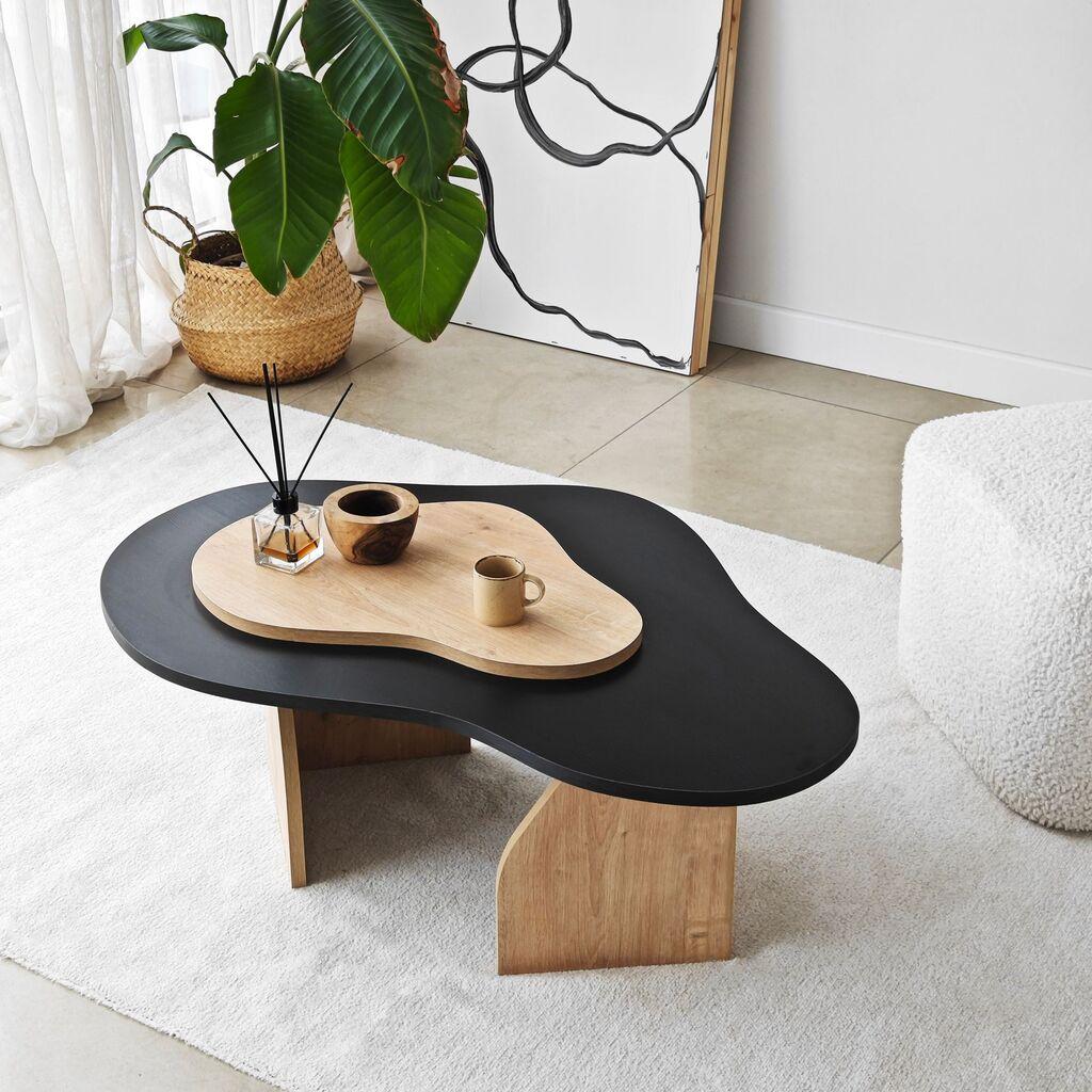 Маса Hanah Home Club Melted, 105x35x65 см, беж-црна