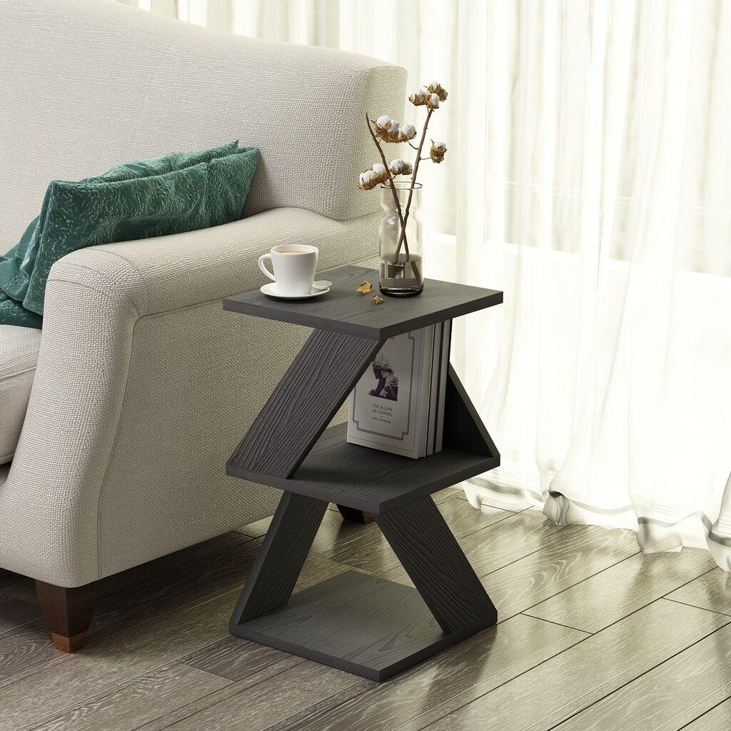 Маса Hanah Home Club Албени, 29,6x54,2x29,6 см, темно сива