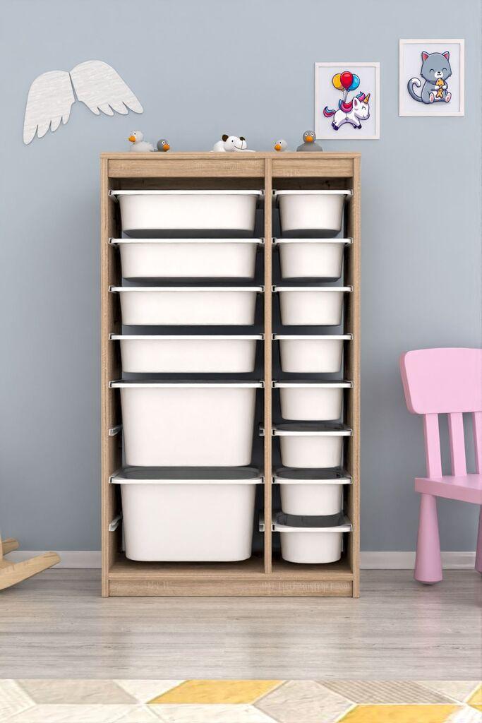 Комода Hanah Home Montana Xs 2D4N8U за повеќекратна употреба, 69 x 112,2 x 29,6 см, кафеаво-бела