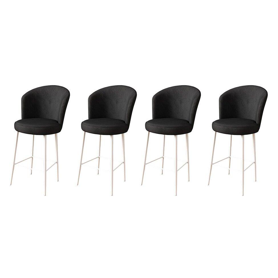 Комплет барски столчиња Hanah Home Fora, 4 парчиња, црно-бели