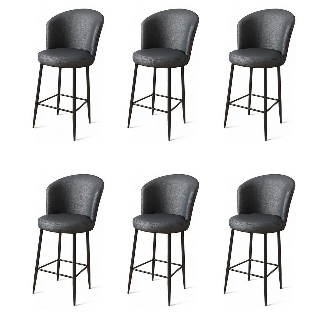 Комплет барски столчиња Hanah Home Uras, 6 парчиња, антрацит-црна