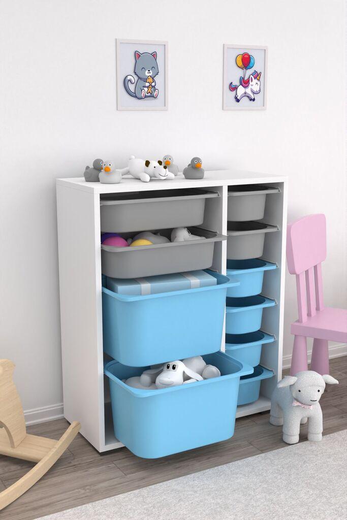 Комода Hanah Home Zen 2D2K6U за повеќекратна употреба, 69,5 x 83 x 30 см, бела-сина-сива