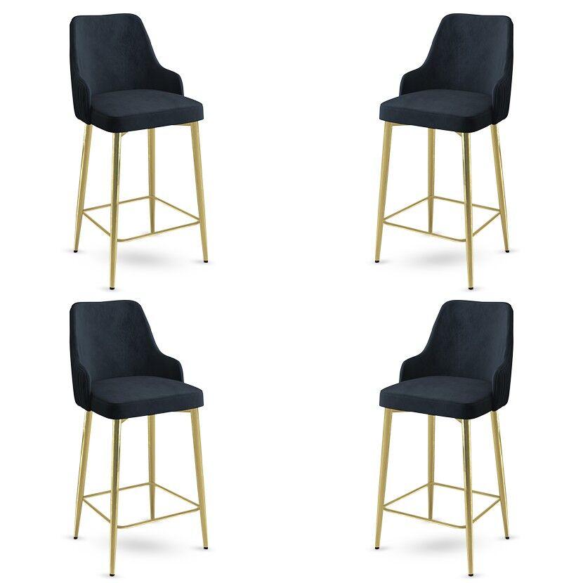 Комплет барски столчиња Hanah Home Enox, 4 парчиња, антрацит-златна