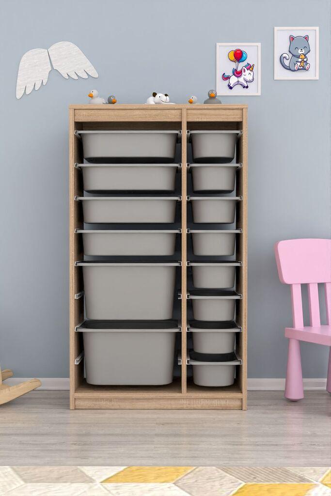 Комода со фиоки Hanah Home Montana Xs 2D4N8U за повеќекратна употреба, 69 x 112,2 x 29,6 см, кафеаво-сива