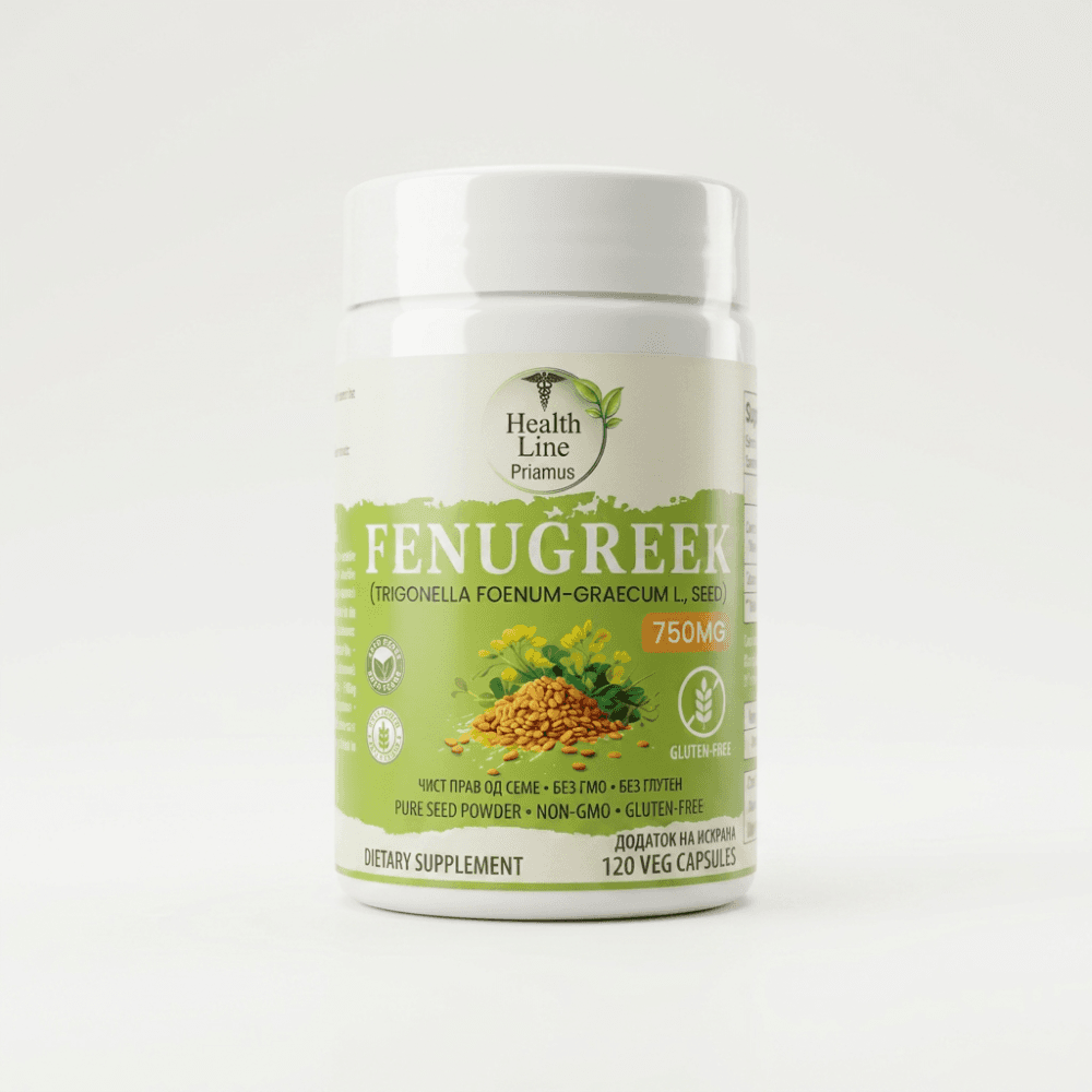 HealthLine Priamus Вегански Капсули Fenugreek Грчко Семе 750mg 120 Парчиња