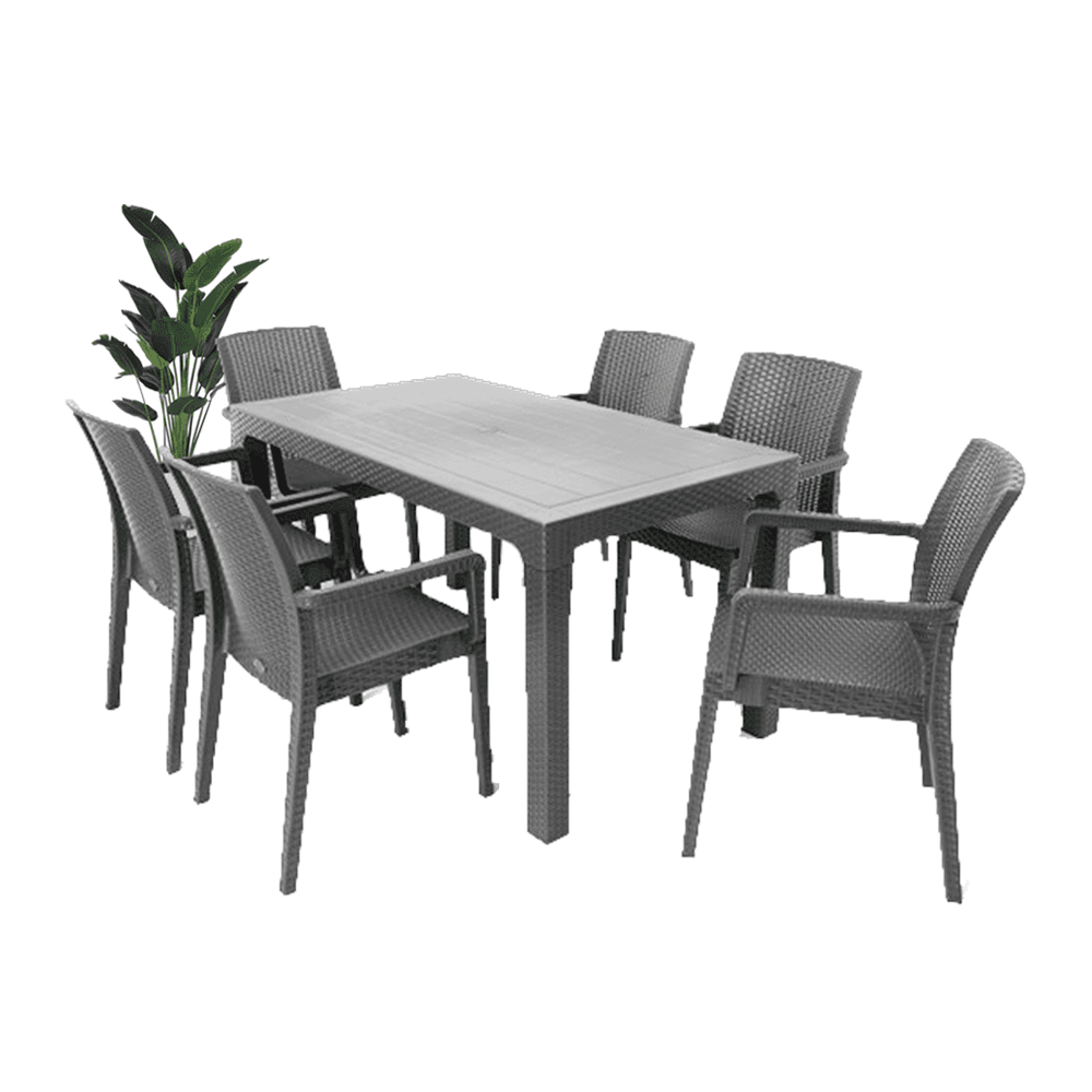 Сет маса ратан без стакло 90x150+6 столици лукс акција*