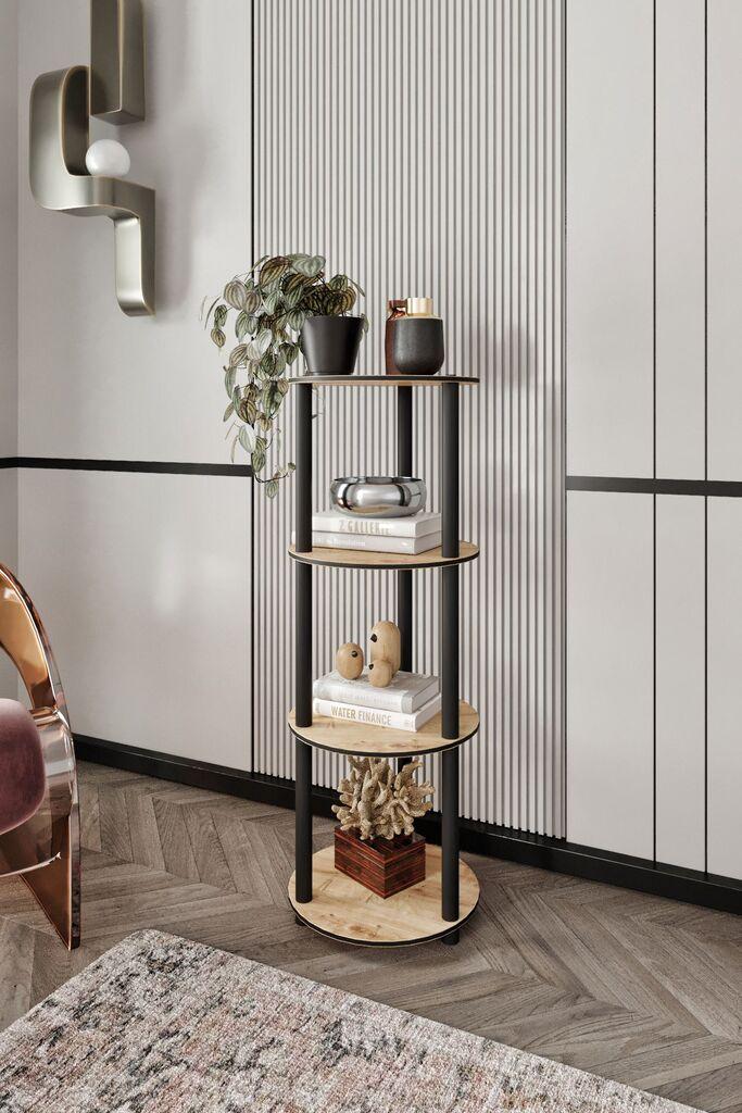 Полица за книги Hanah Home, кружна, 4 ката, даб