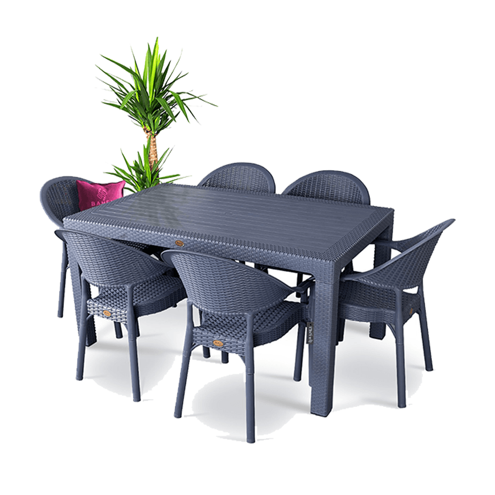 Сет маса ратан без стакло 90x150+6 столици бамбу акција*