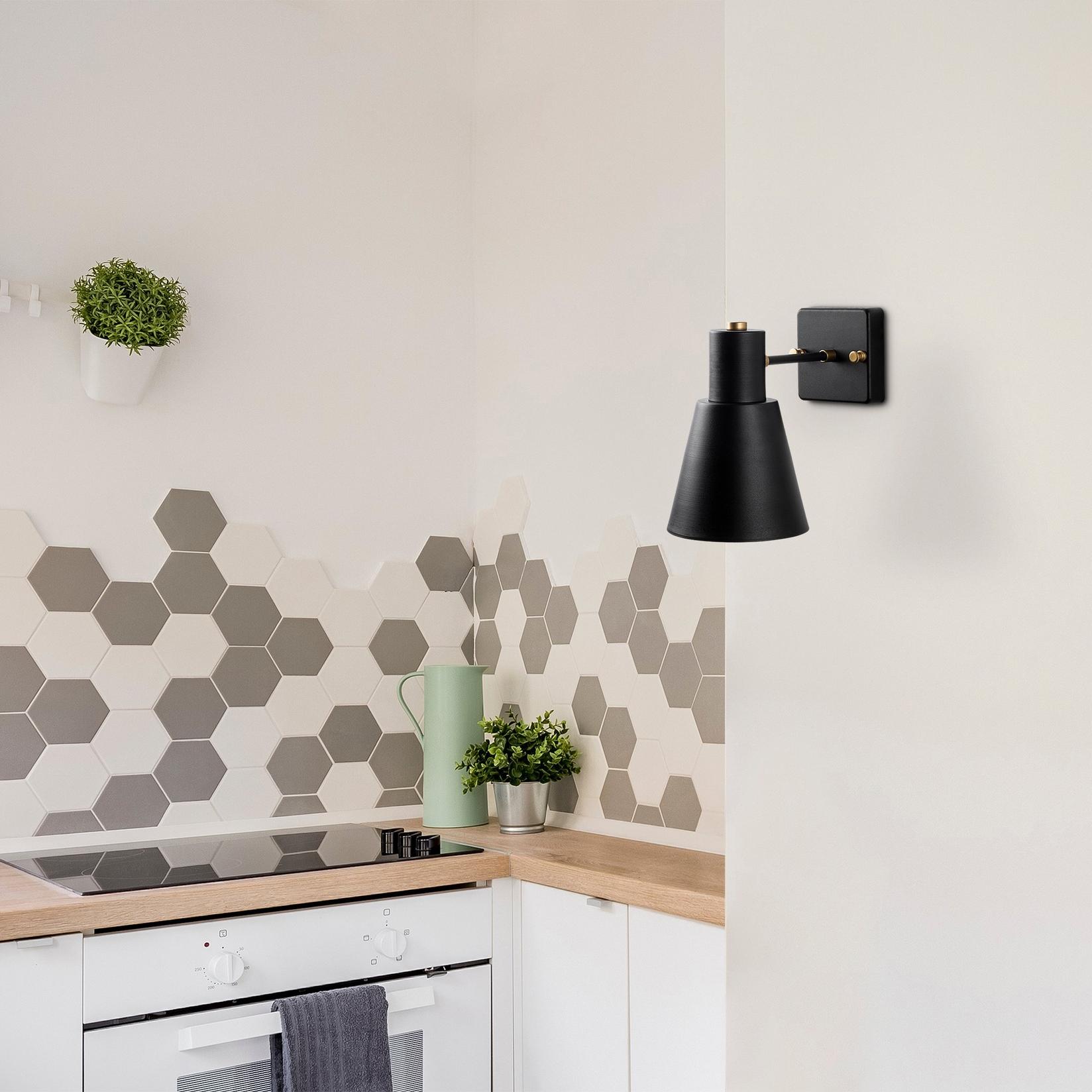 Opviq dzидна светилка E27 Max 40W, црно-златна