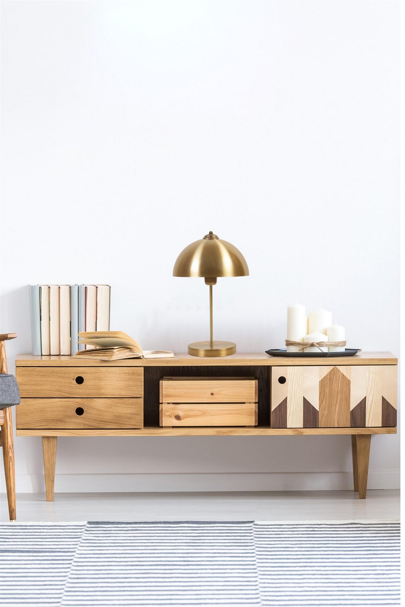 Столна ламба Opviq E27 со штекер, златна