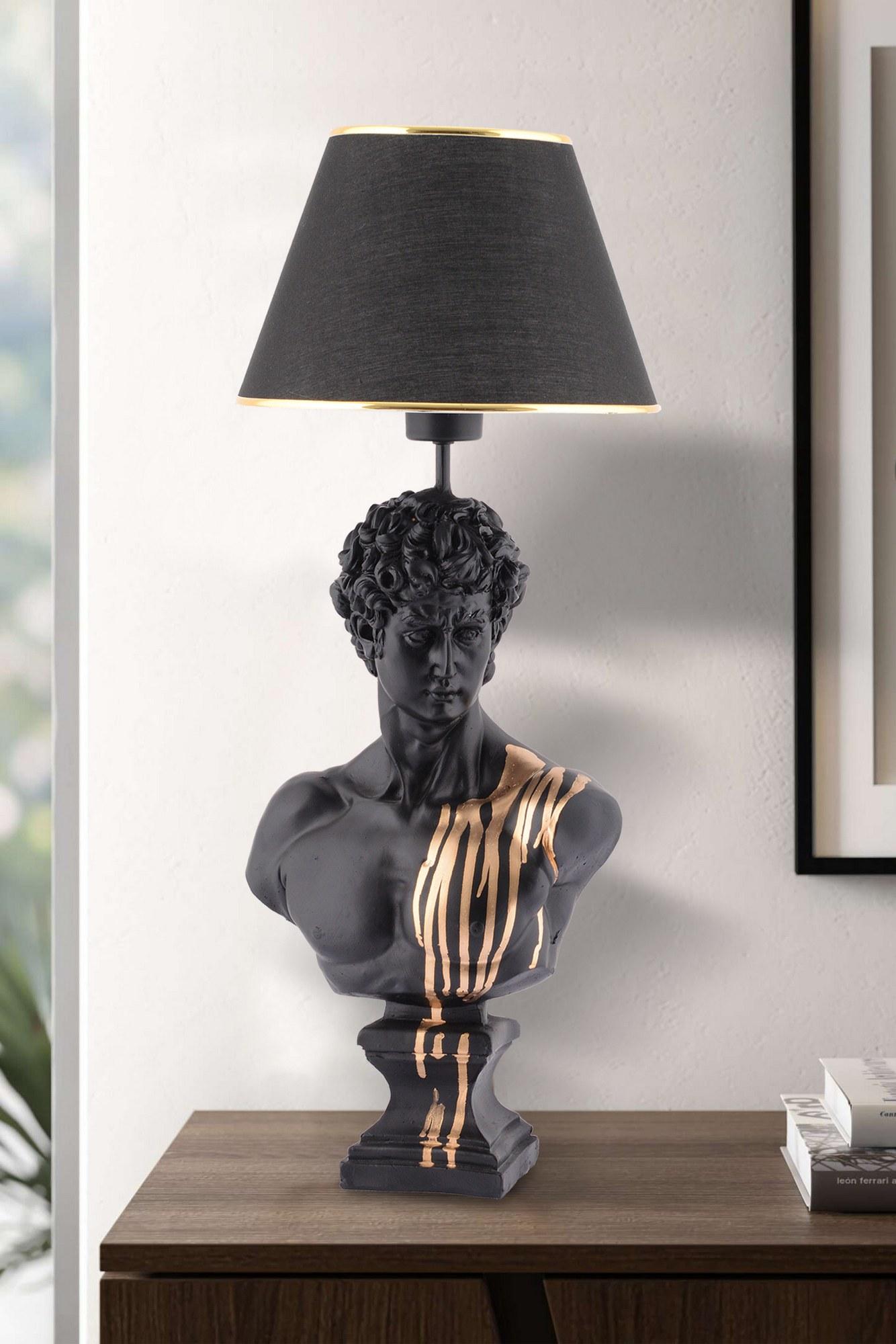 Столна ламба Opviq E27 со штекер, црно-златна