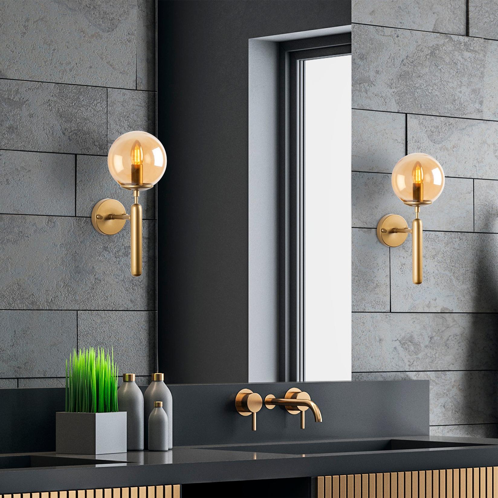 Opviq dzидна светилка E14 со штекер, златна