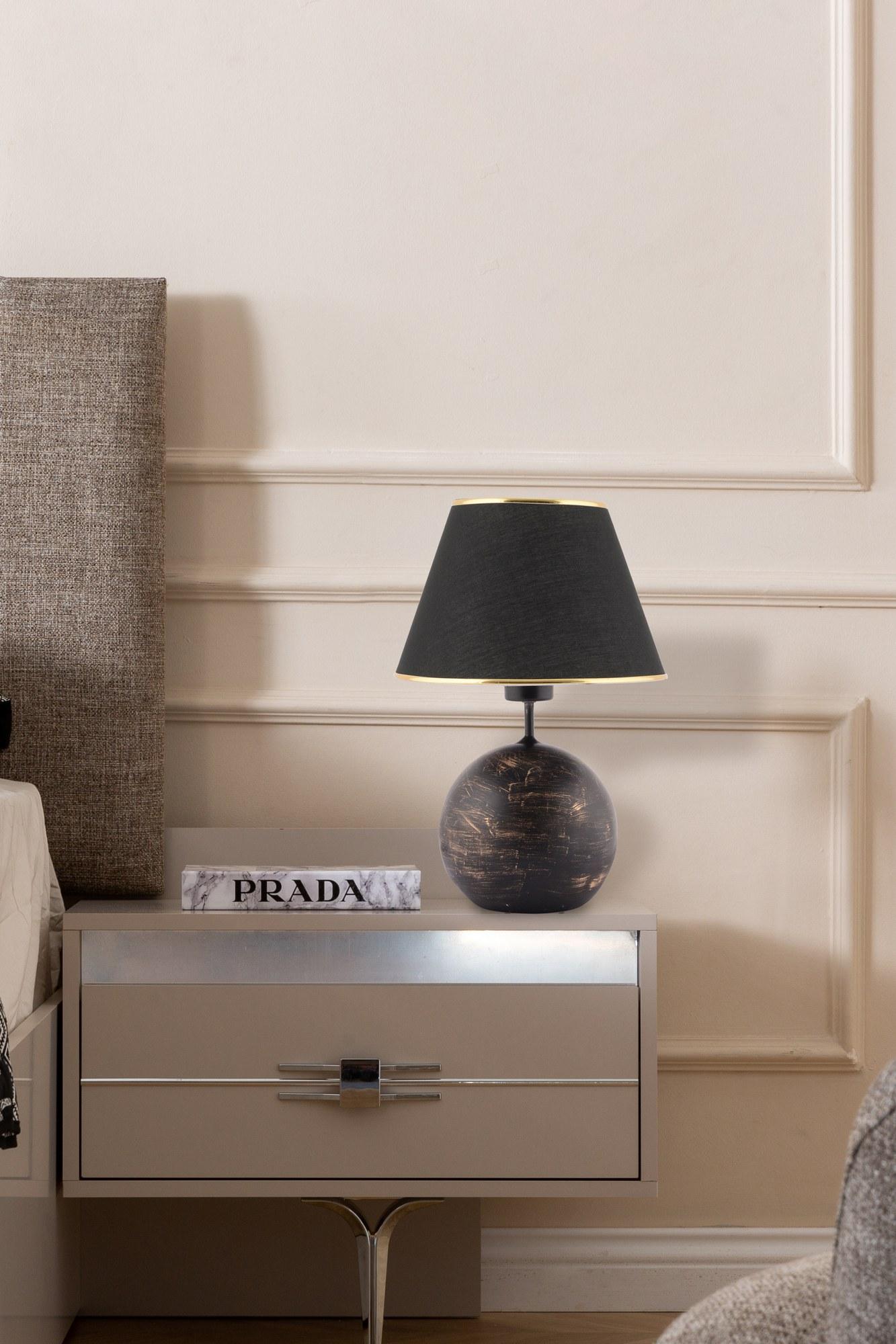 Столна ламба Opviq E27 со штекер, црно-златна