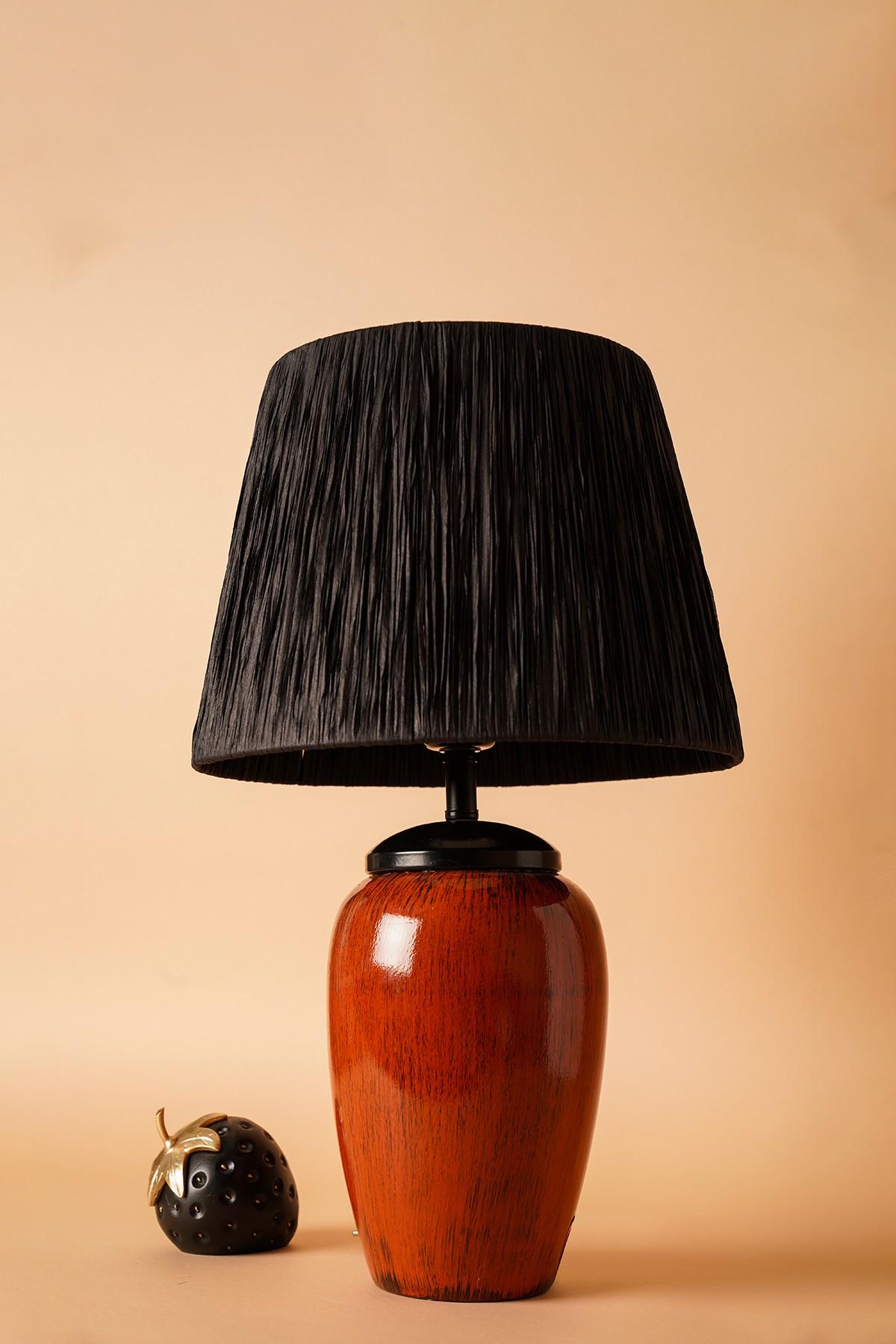 Столна ламба Opviq E27 со приклучница, црвено-кафеава