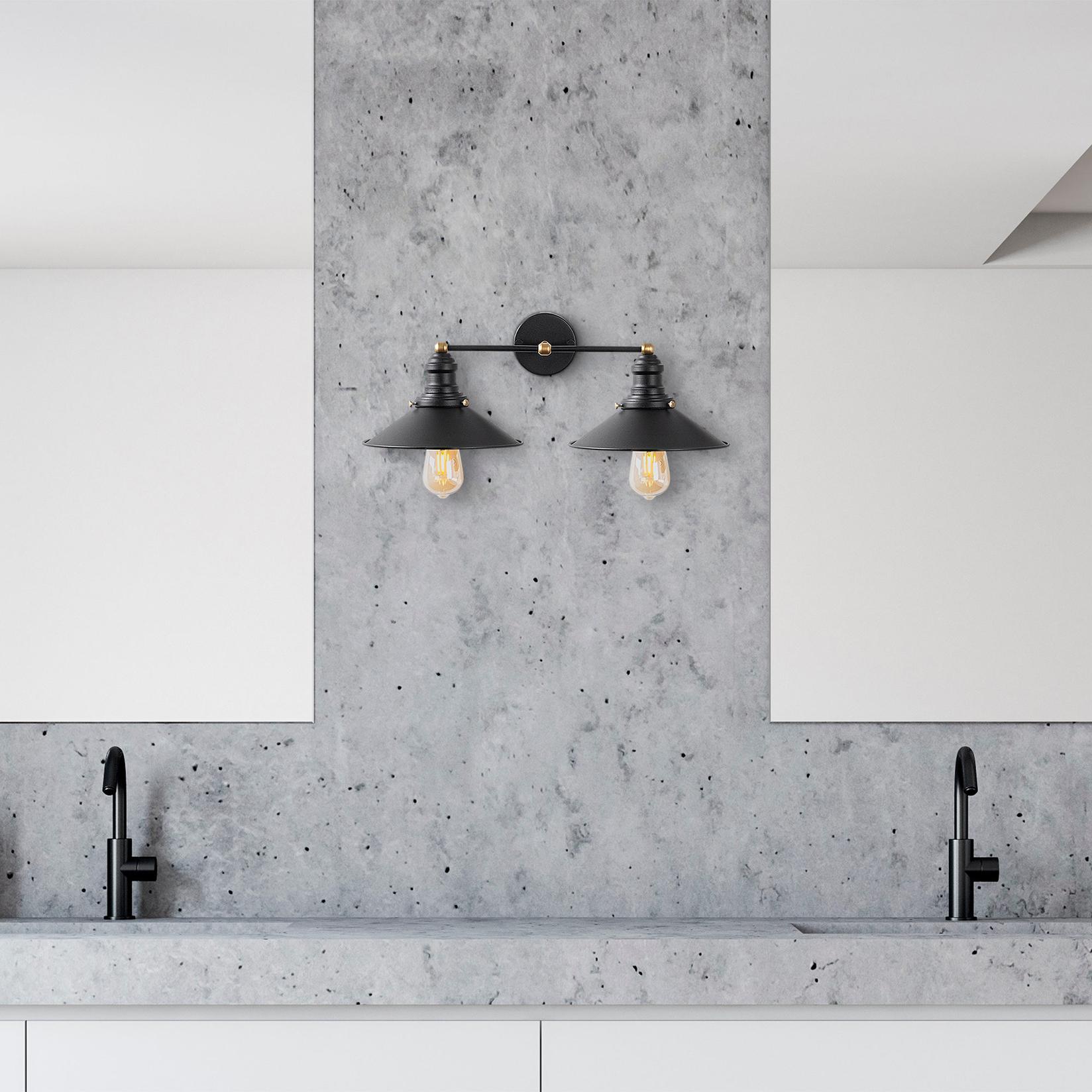 Opviq dzидна светилка E27 со приклучница, црно-златна