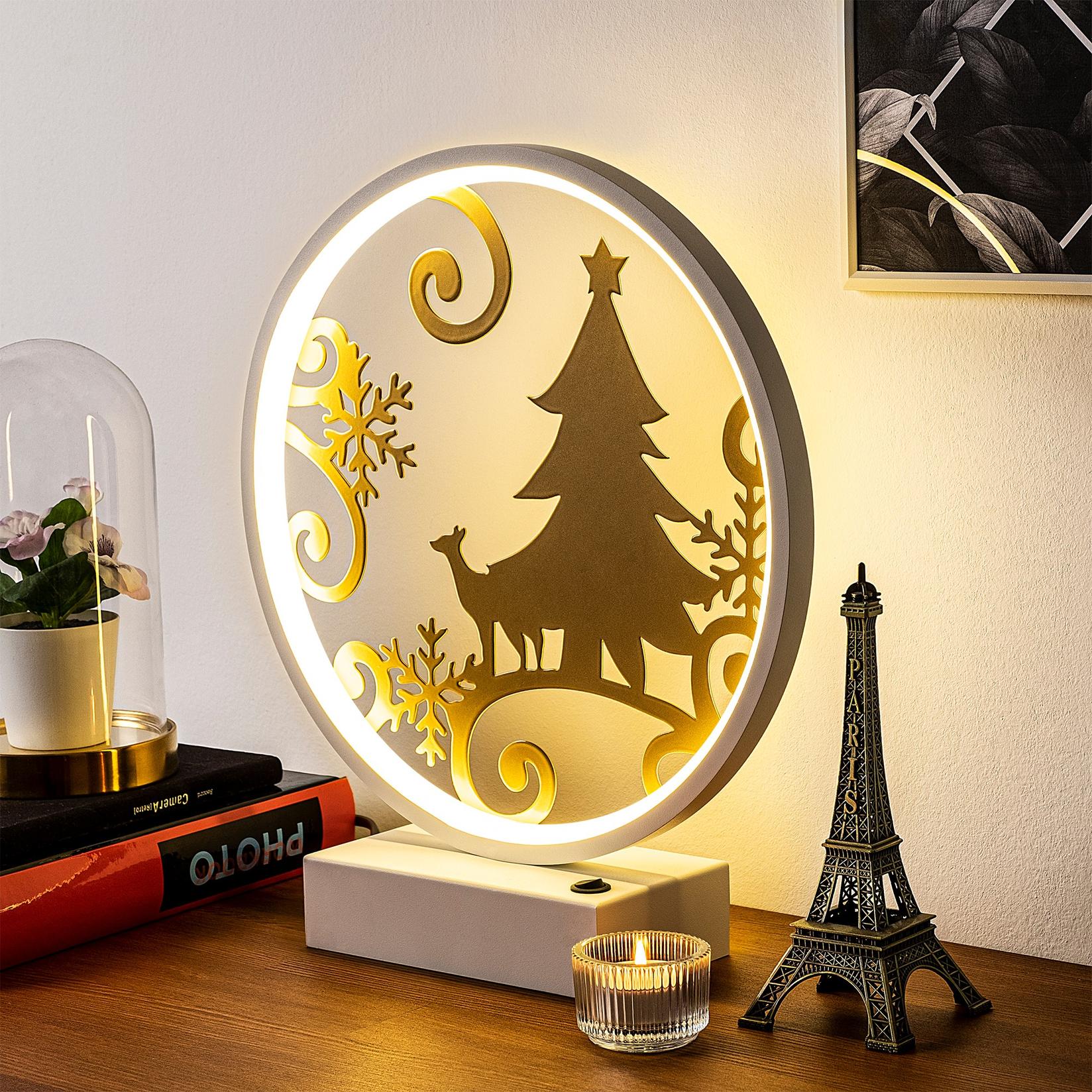 Столна ламба Opviq, бело-златна