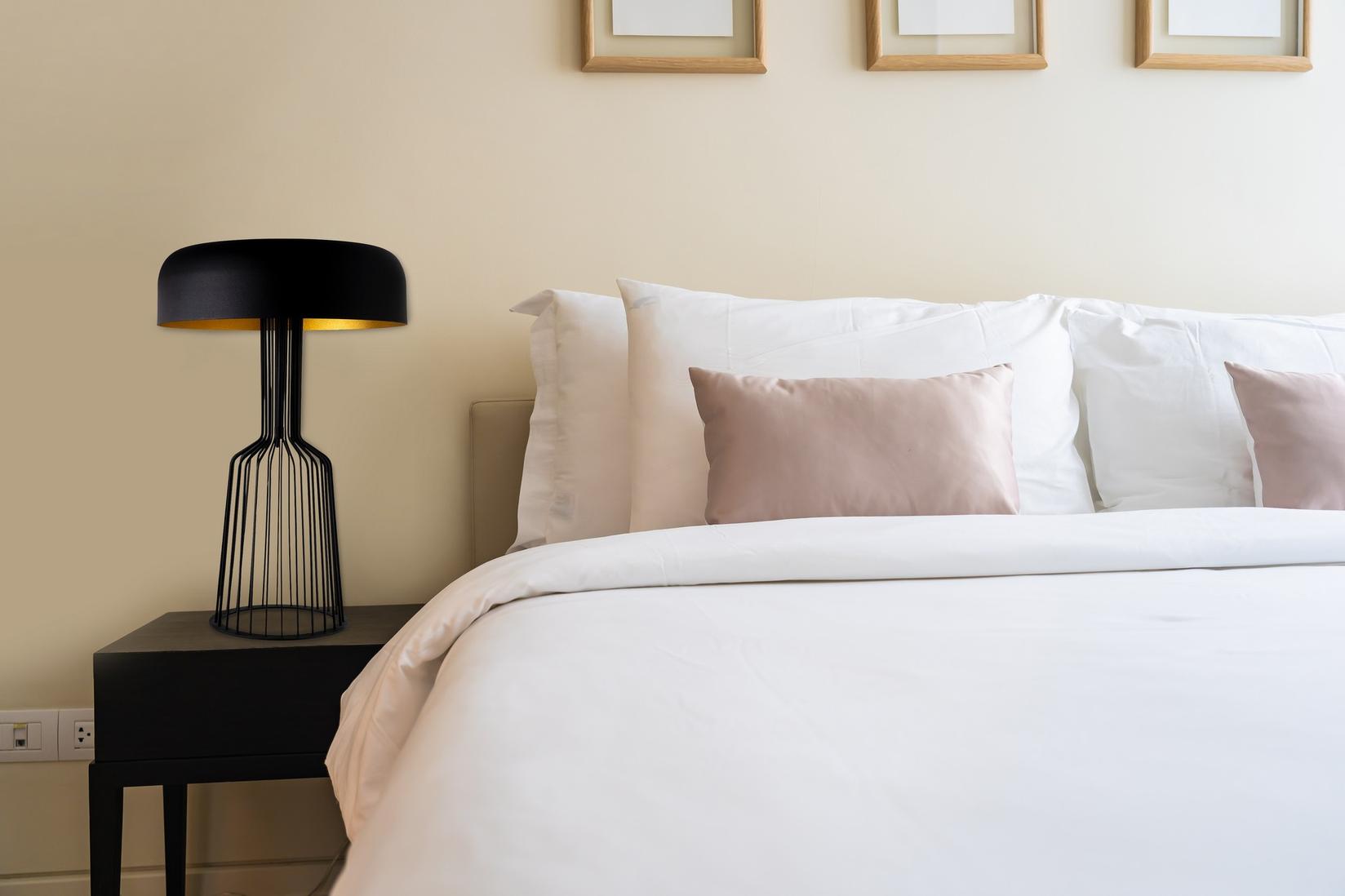 Столна ламба Opviq 2 x E27 со штекер, црно-златна