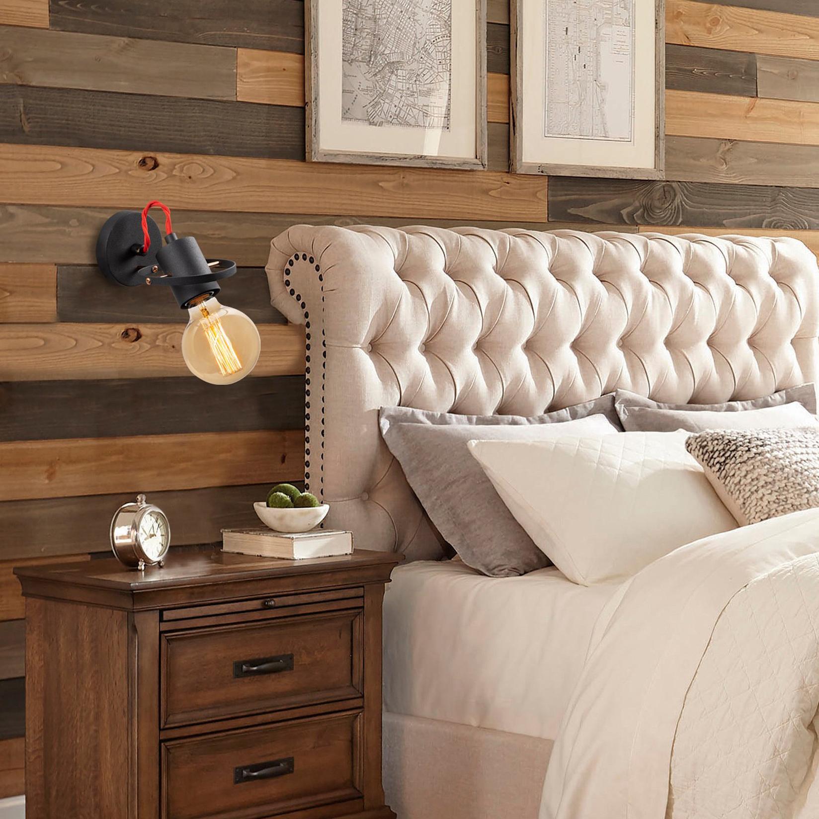 Opviq dzидна светилка E27 со штекер, црна