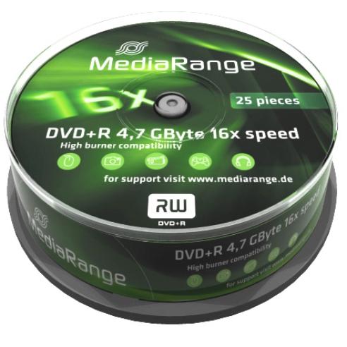 MEDIA RANGE DVD+R, 4.7GB/120min, 16x Speed, Spindle, Сет 1/25, MR404