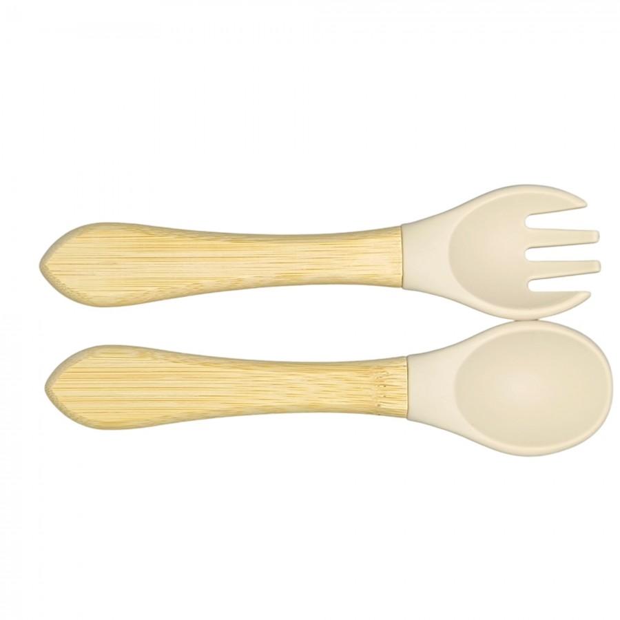 JUNGLE Прибор за јадење лажица и вилушка силикон дрво 4м+ кафена 31001834 jungle