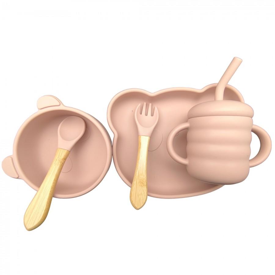 JUNGLE Сет за јадење силикон 4m+ розе 31001850 jungle