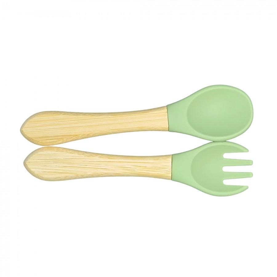 JUNGLE Прибор за јадење лажица и вилушка силикон дрво 4м+ розе 31001835 jungle