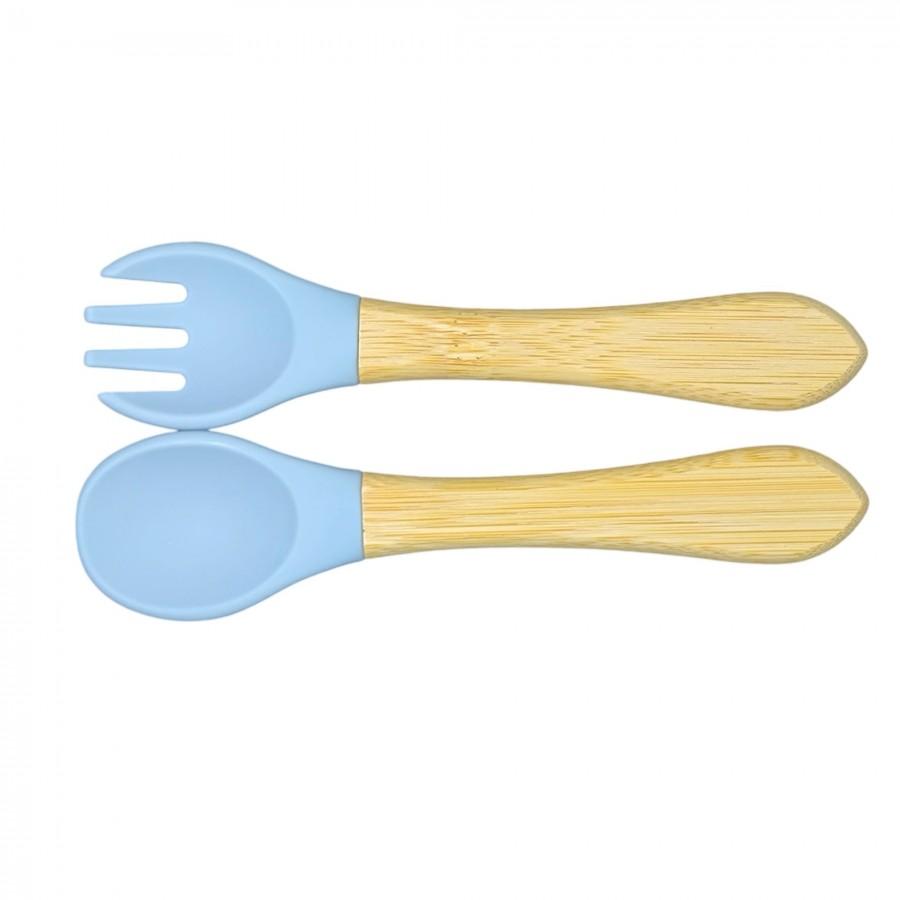 JUNGLE Прибор за јадење лажица и вилушка силикон дрво 4м+ сина 31001836 jungle
