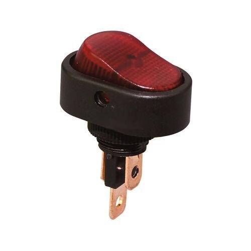 Alfa Electric Овален прекинувач 0-1 12V 20A 2+1 кон. црн + LED 132А-2 ПР-37