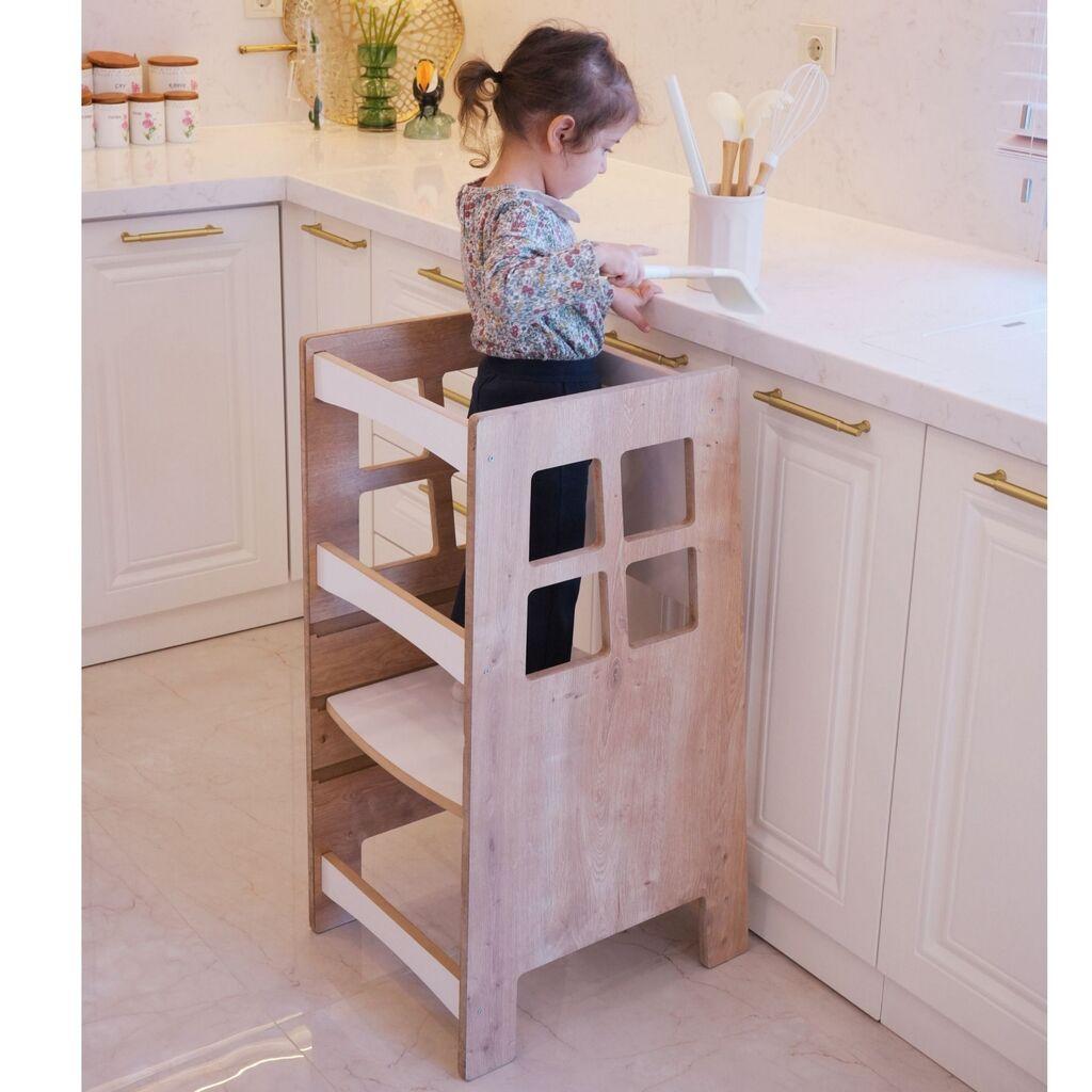 Hanah Home Детска едукативна кула 90X40X41, бело-кафеава