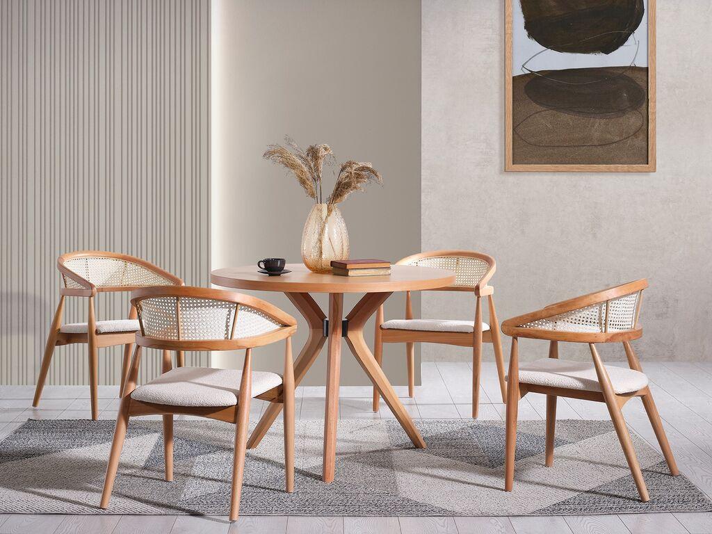 Hanah Home Трпезариска Маса Vegas 100X100X75 Cm Кафеава