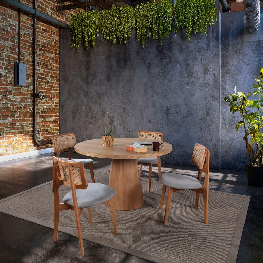 Трпезариска маса и столчиња Hanah Home Albero145, 100x75x100 см, 4 столчиња, кафеава