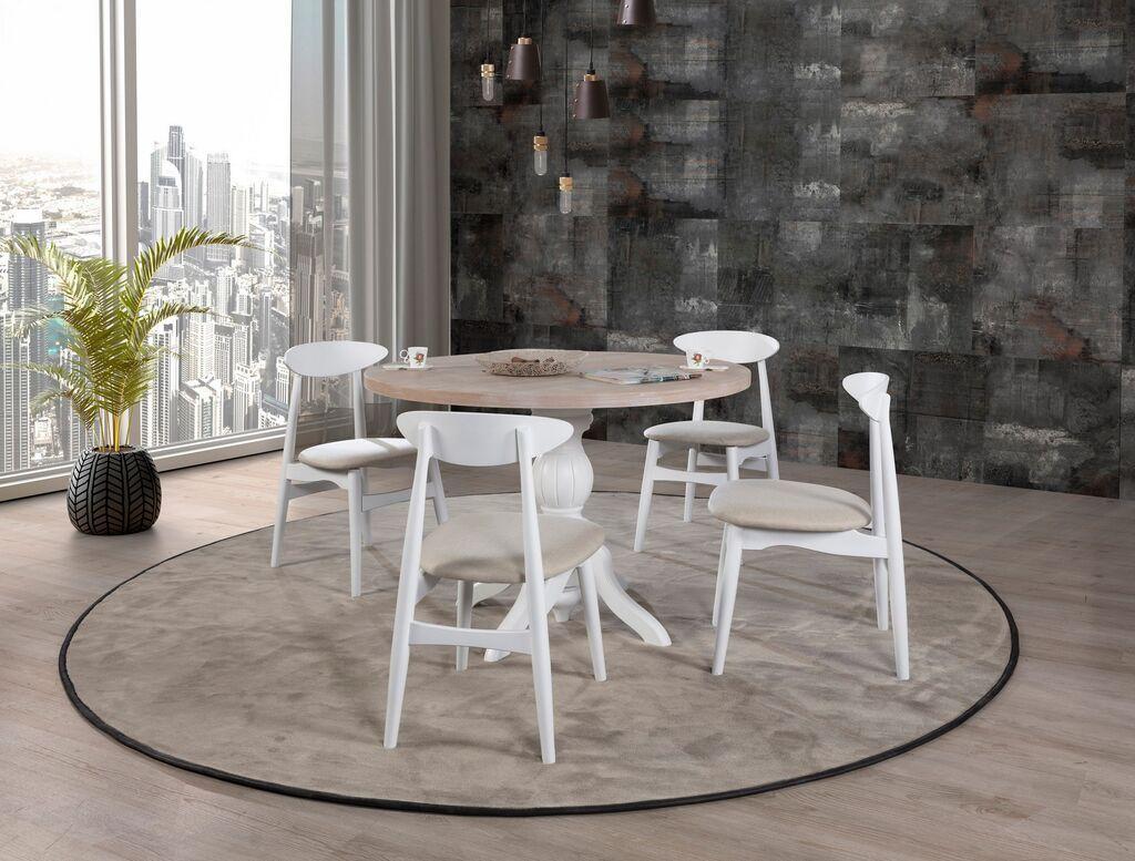 Трпезариска маса и столчиња Hanah Home Albero132, 120 см, 4 столчиња, кафеава