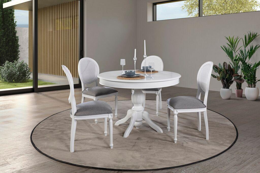 Трпезариска маса и столчиња на расклопување Hanah Home Albero151, 118-158 см, 4 столчиња, бела