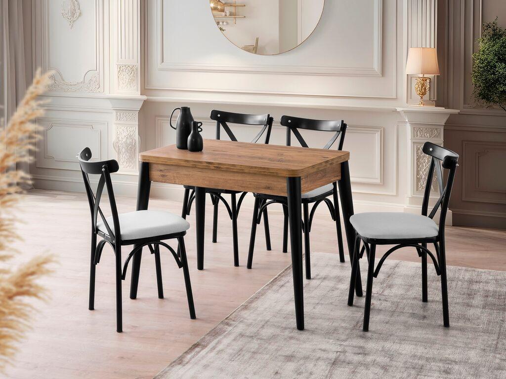 Трпезариска маса Hanah Home на расклопување Dolunay-1284, 100-120x75x60 см, кафеава