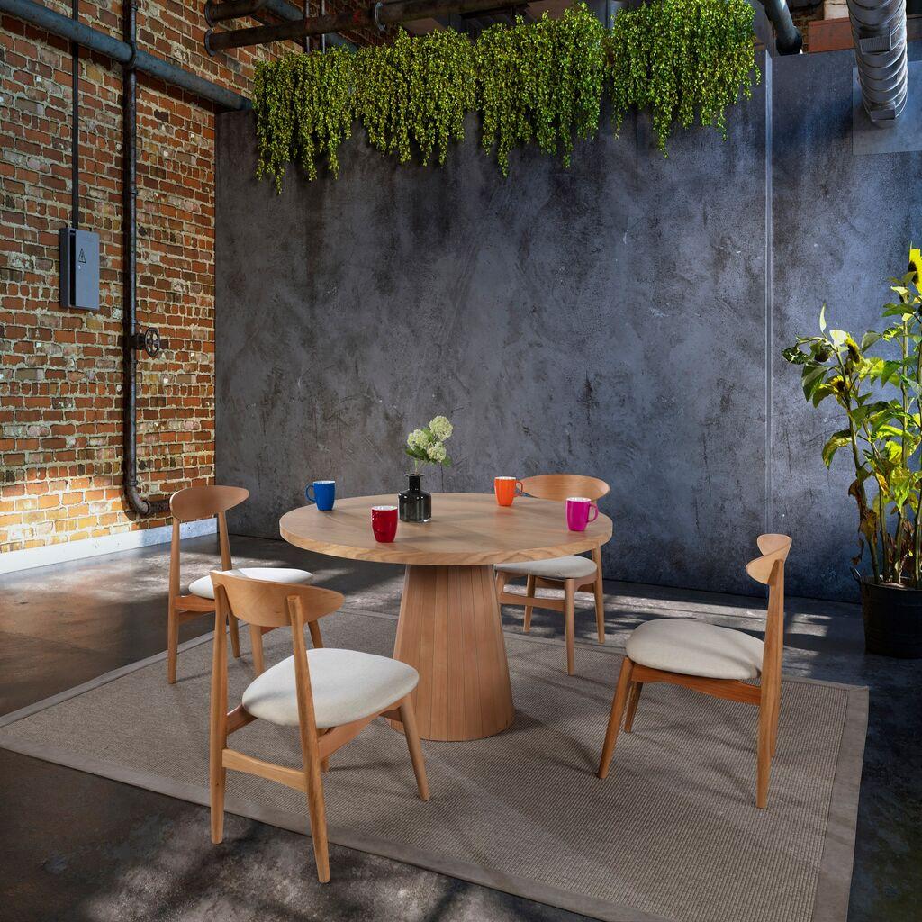 Трпезариска маса и столчиња Hanah Home Albero141, 100 см, 4 столчиња, кафеава