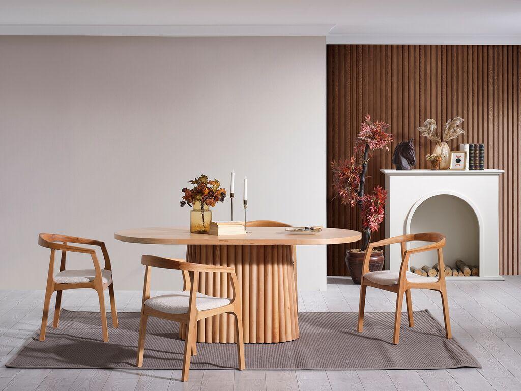 Трпезариска маса и столчиња Hanah Home Atlantis, 170x90x75 см, 4 столчиња, кафеава