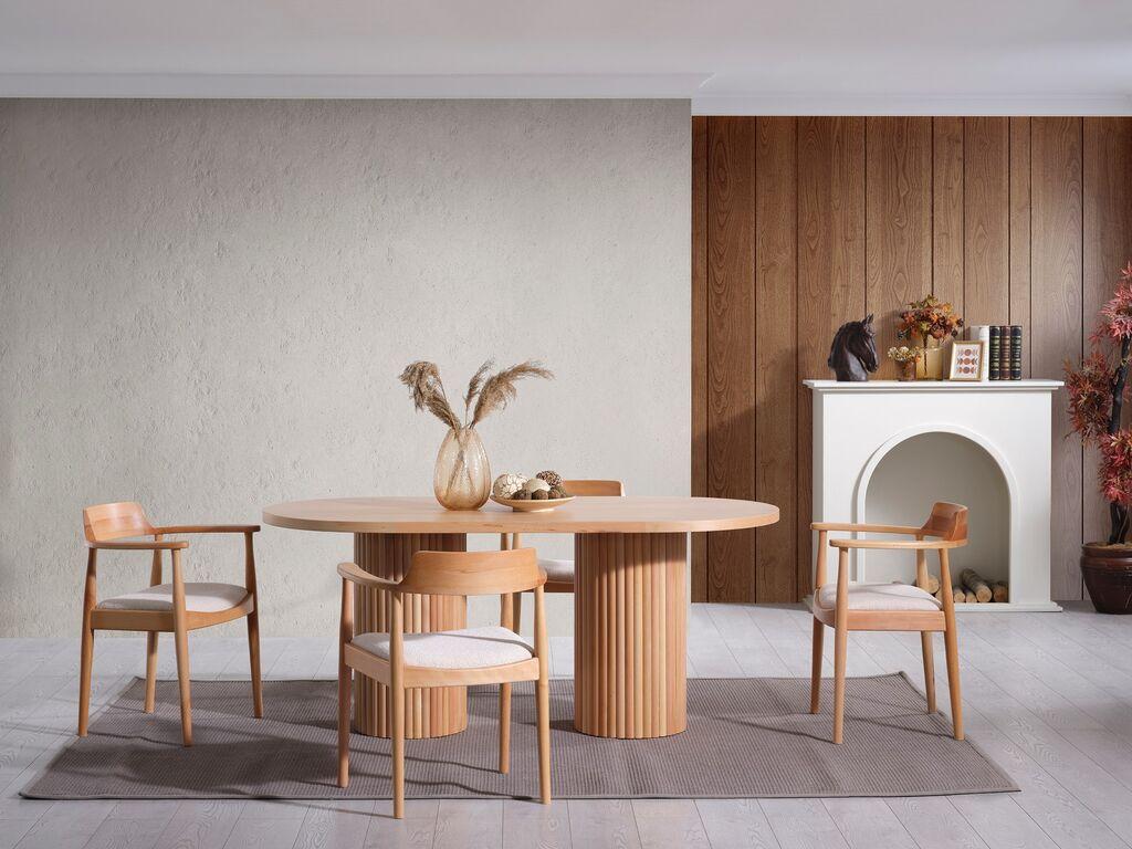 Трпезариска маса и столчиња Hanah Home Napoli, 170x90x75 см, 4 столчиња, кафеава