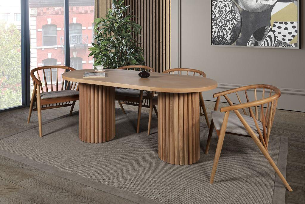 Трпезариска маса и столчиња Hanah Home Riva Masa T, 170x90x75 см, Маса со 4 столчиња, кафеава