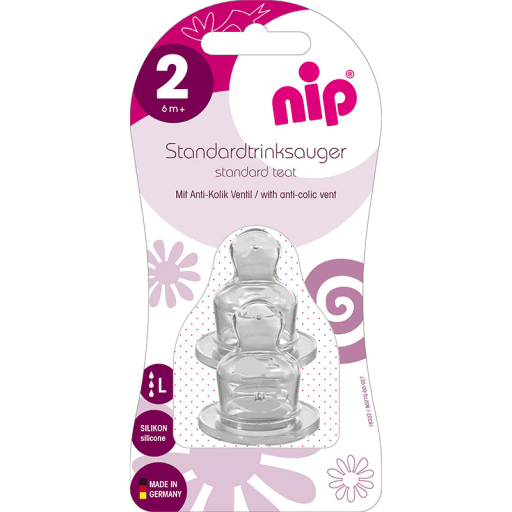 NIP Цуцла за шише ортодоник силикон x2, 6+ месеци L