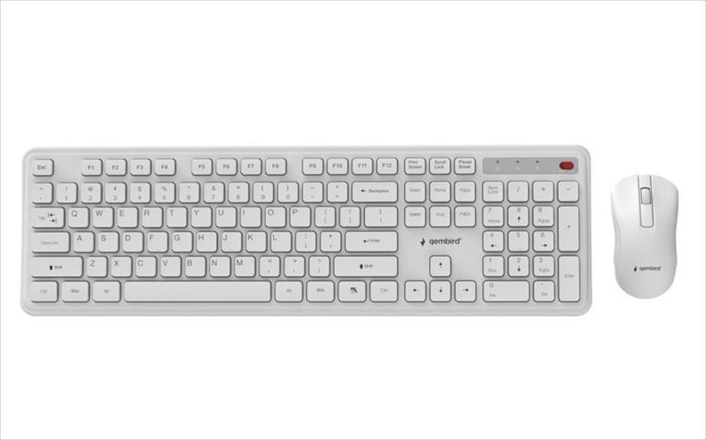 GEMBIRD Безжичен Сет Тастатура И Глувче SLIM PRO, KBS-WPS-01-W, Бел