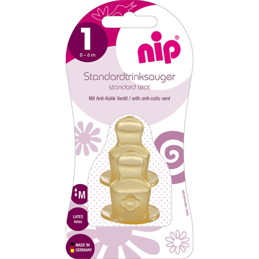 NIP Цуцла за шише ортодоник каучук x2, 0-6 месеци M
