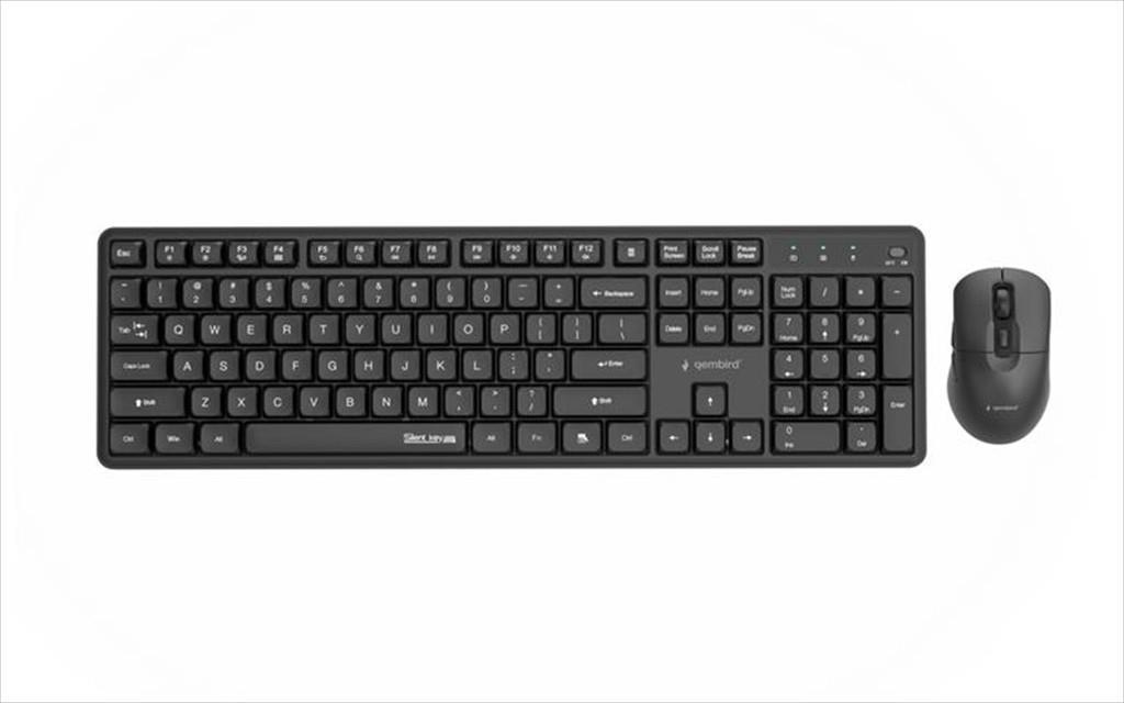 GEMBIRD Безжичен Сет Тастатура И Глувче SILENT KEY PRO, KBS-WMS-01, Црн