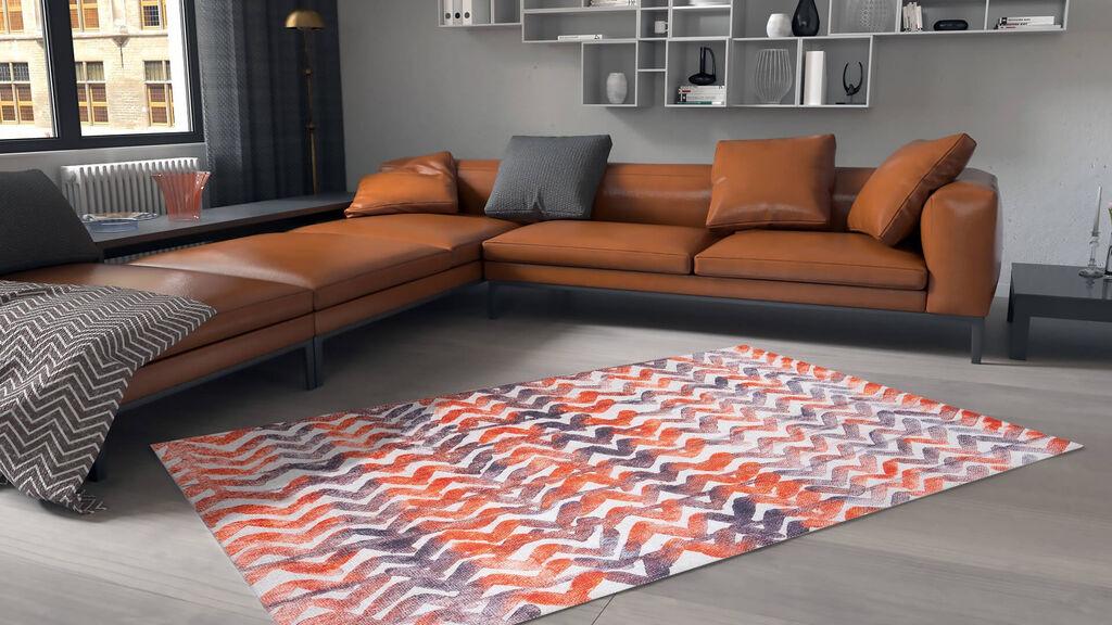 Conceptum Hypnose Carpet Ada Gonul -AL 390, 140x190 cm, сиво-портокалова
