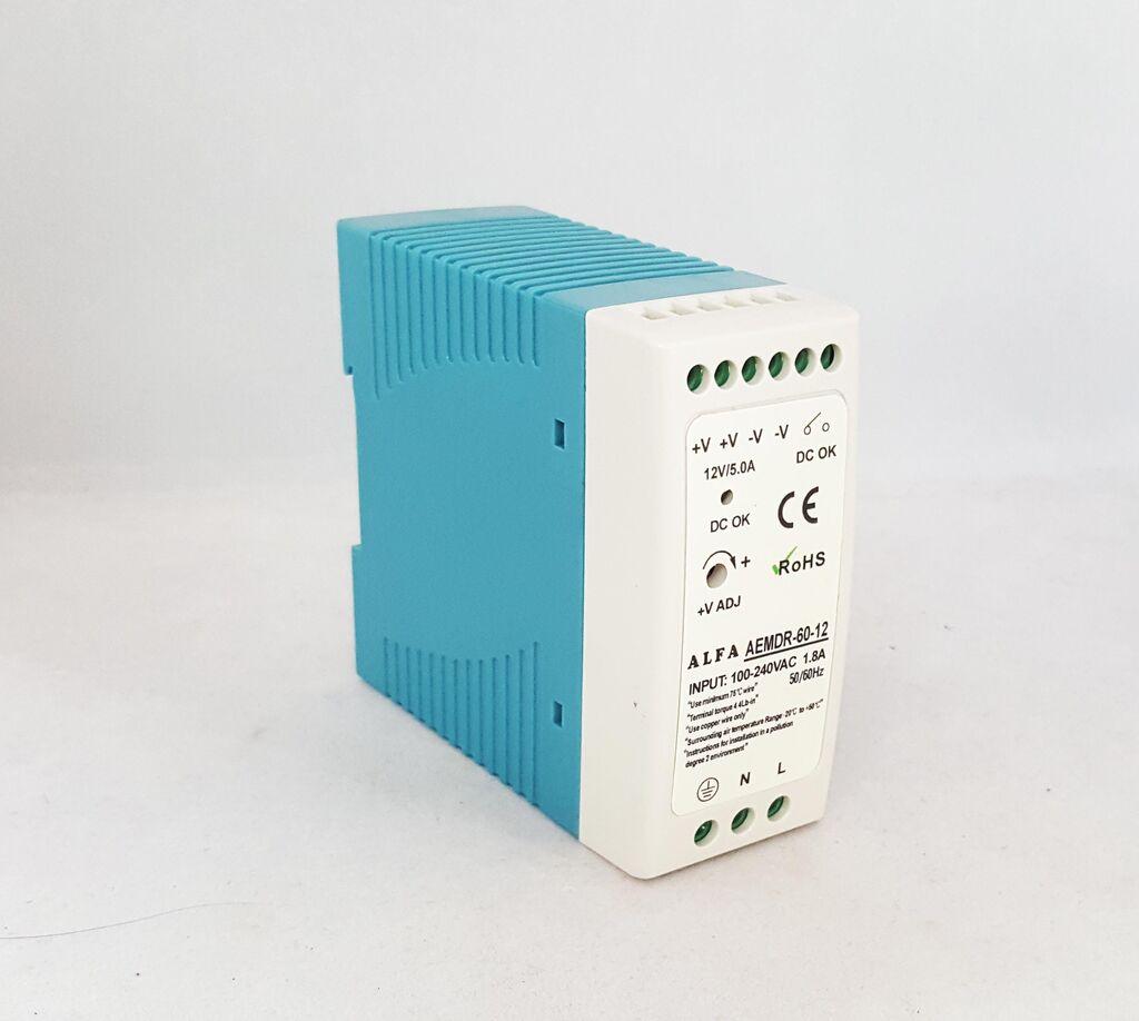 Alfa Electric DIN напојување +12V 60W 5A AEMDR-60-12